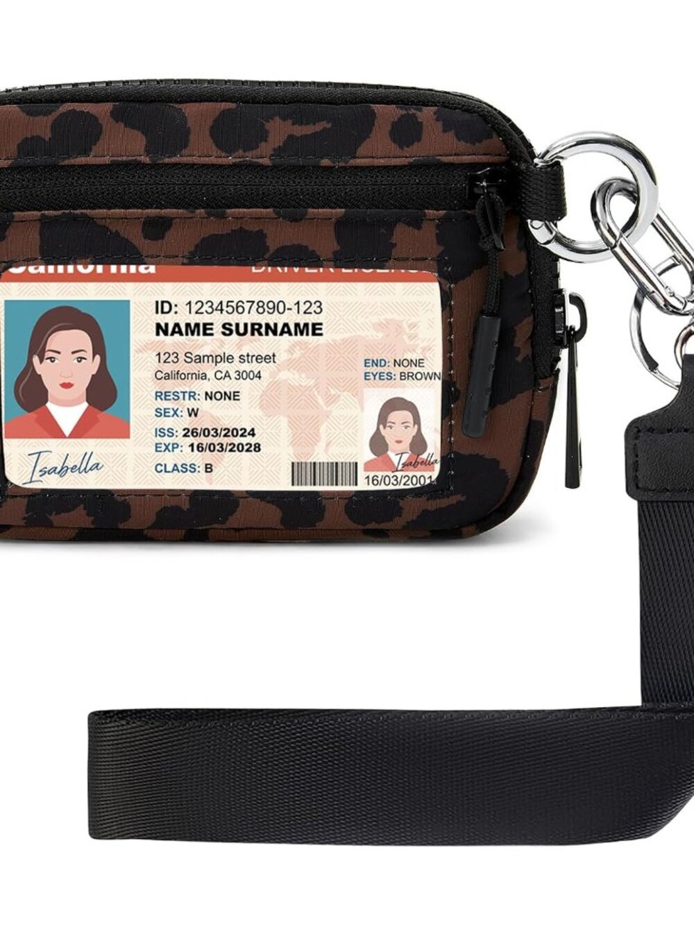 Wristlet Wallet for Women with Clear ID Window, Zip Coin Purse and Keychain - Picture 1 of 7